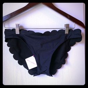 Black Vanilla Beach Bikini Bottoms Scalloped